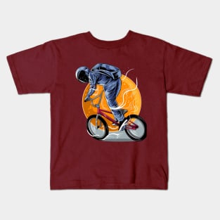 Astronaut riding bmx Kids T-Shirt